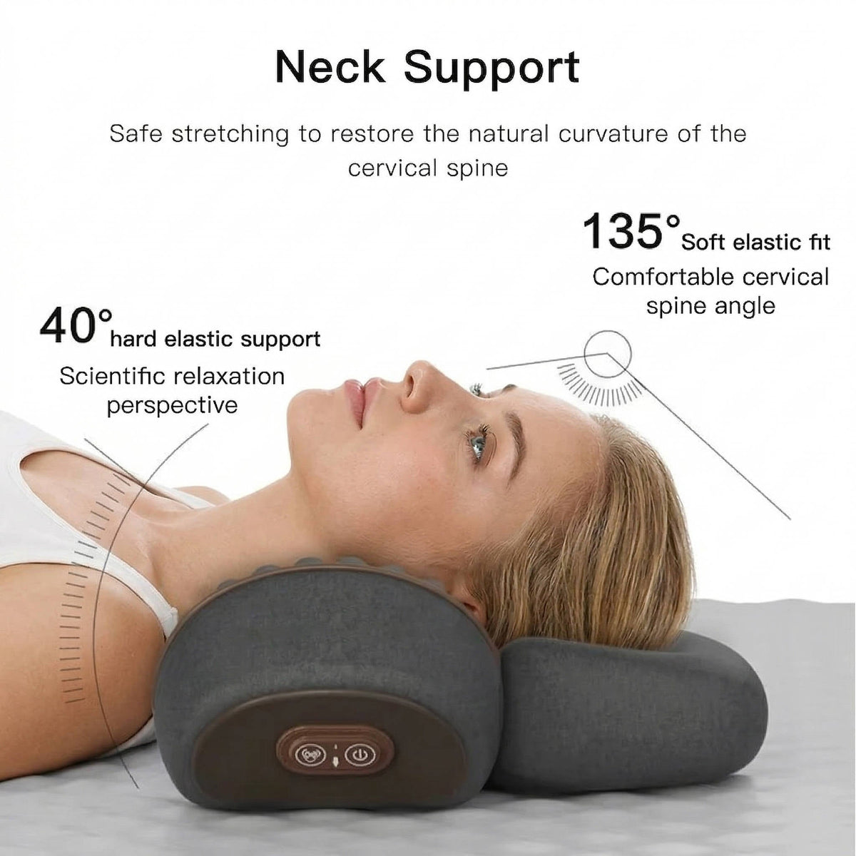 Neck Massage Pillow with Heat, Adjustable Support, and Vibration Options