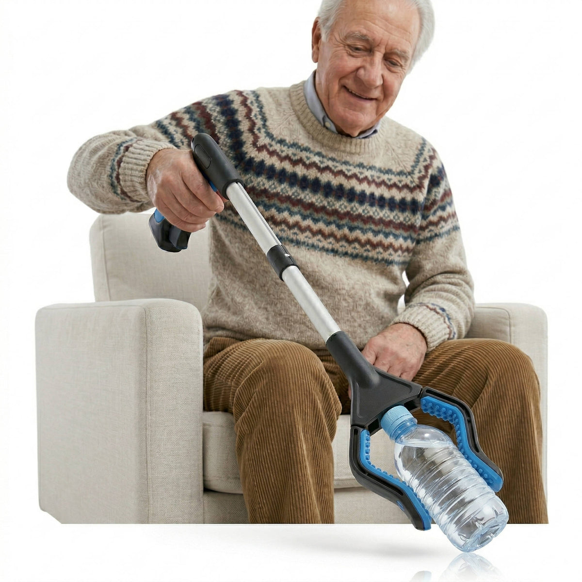 Foldable Handle Grabber Tool with Magnetic Wide Jaw