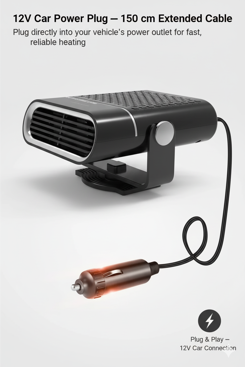 12V Portable Car Heater and Fan - 4-in-1 Windshield Defroster and Cooler