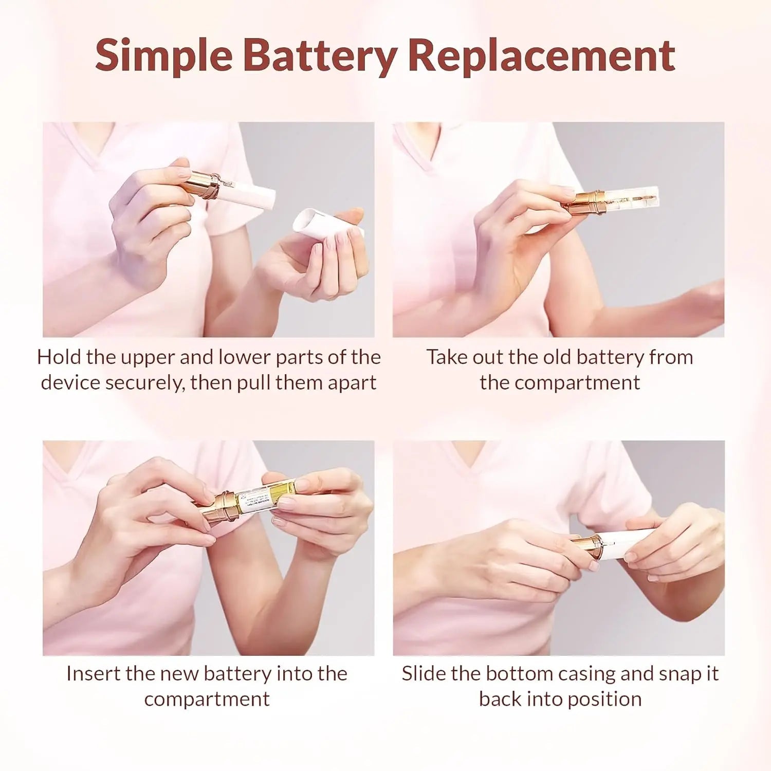 Compact Electric Facial Hair Remover – Lipstick Style in Rose Gold