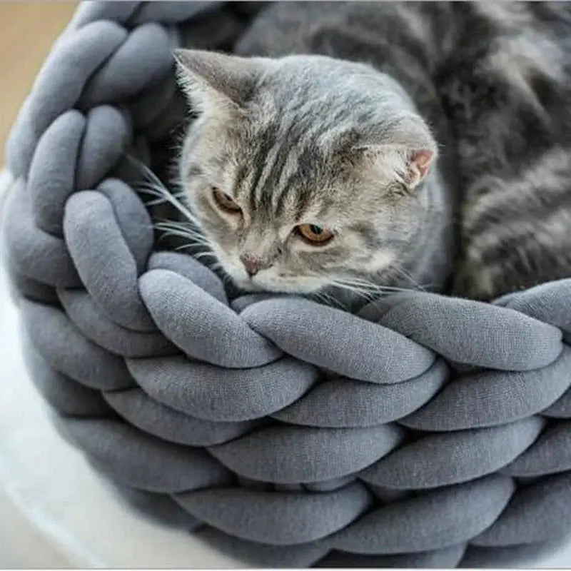 Cozy Animal Basket – Knitted Nest for Small Dogs and Cats
