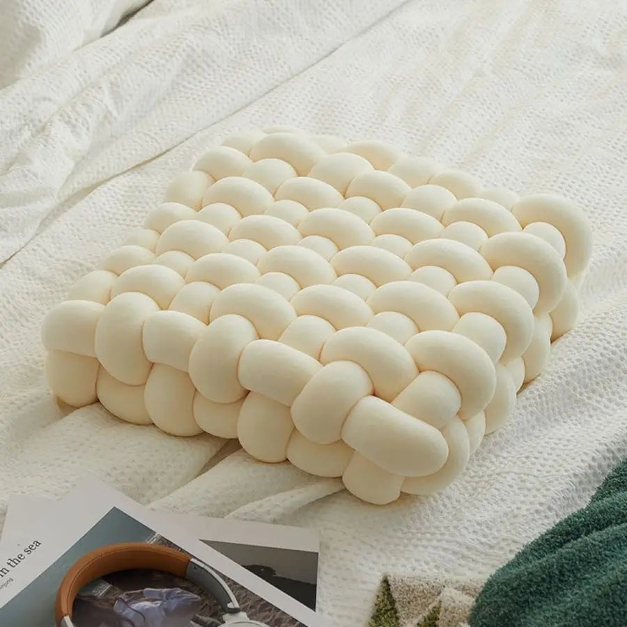 Decorative Cushion with Woven Knot Design – Soft Pillow for Home