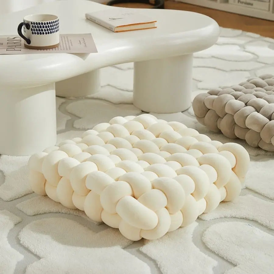 Decorative Cushion with Woven Knot Design – Soft Pillow for Home