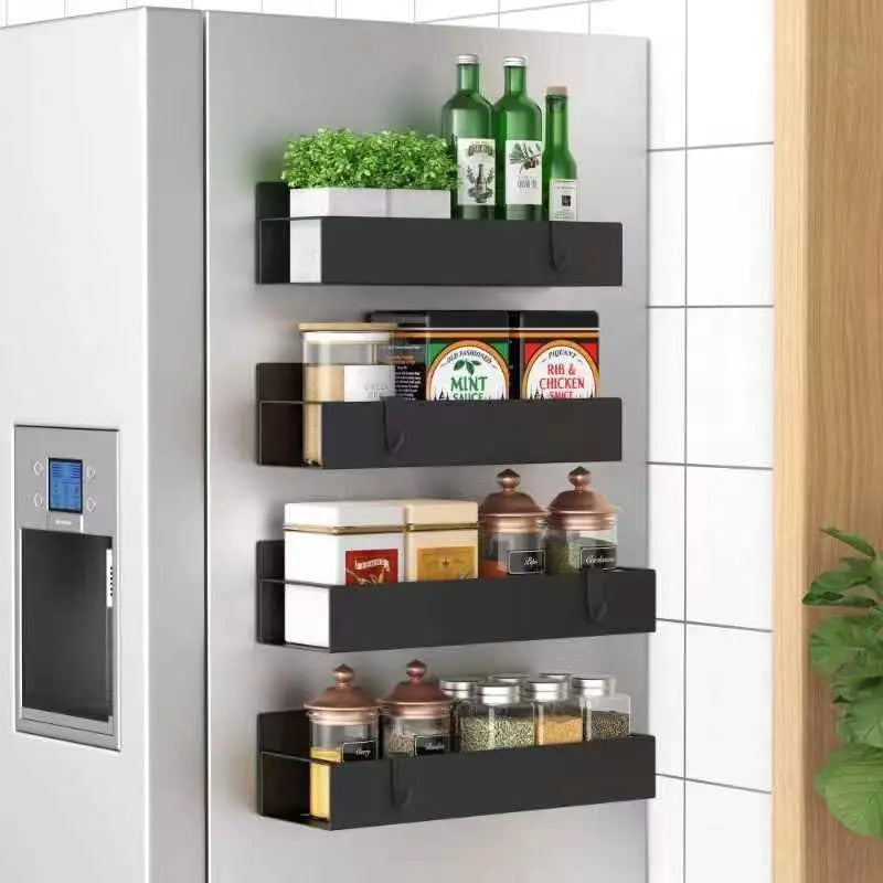 Magnetic Spice Rack Set – 4 Pieces, Powder Coated, No Drilling Needed