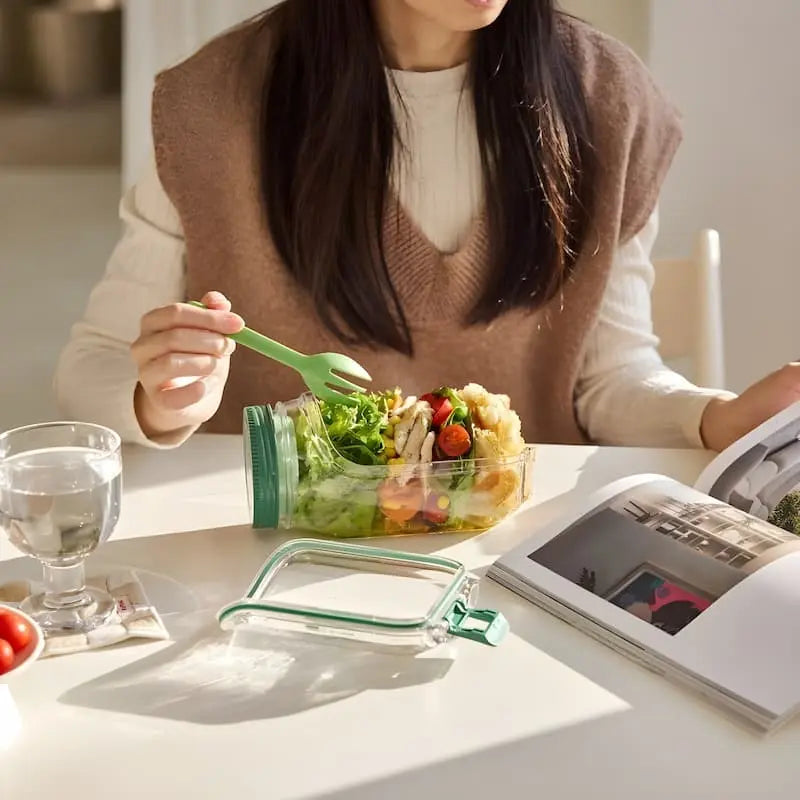 Glass Salad Container | Side Opening | Airtight Screw Lid