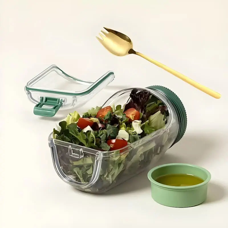 Glass Salad Container | Side Opening | Airtight Screw Lid