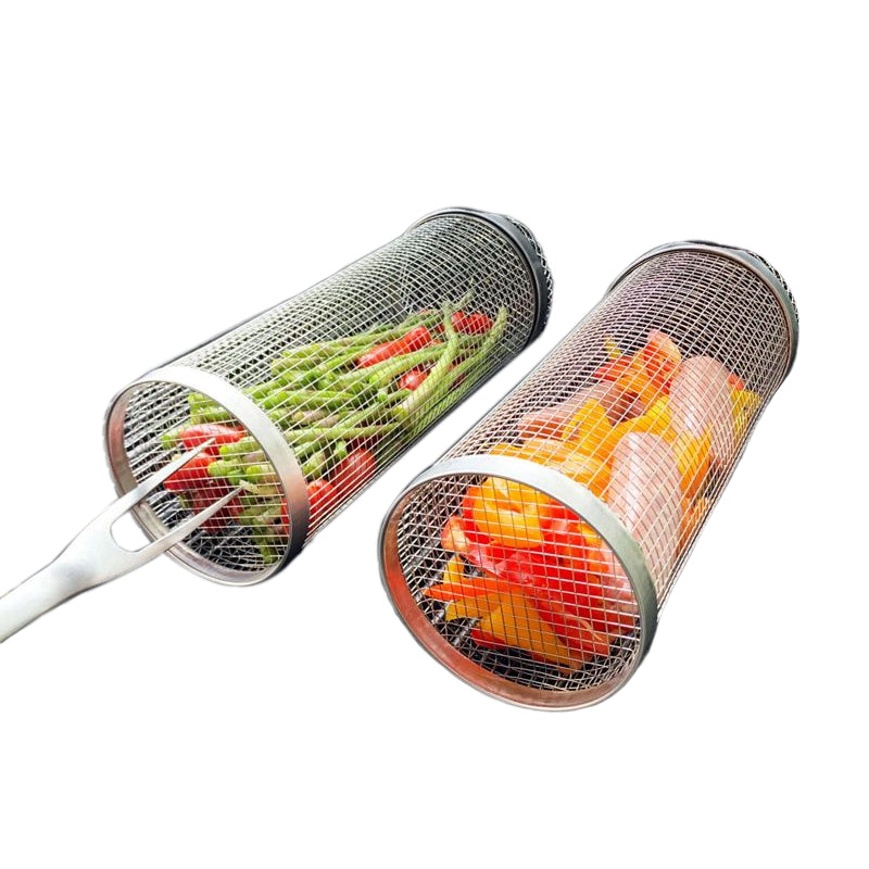 Stainless Steel 360° Rotating Cooking Basket for Grilling