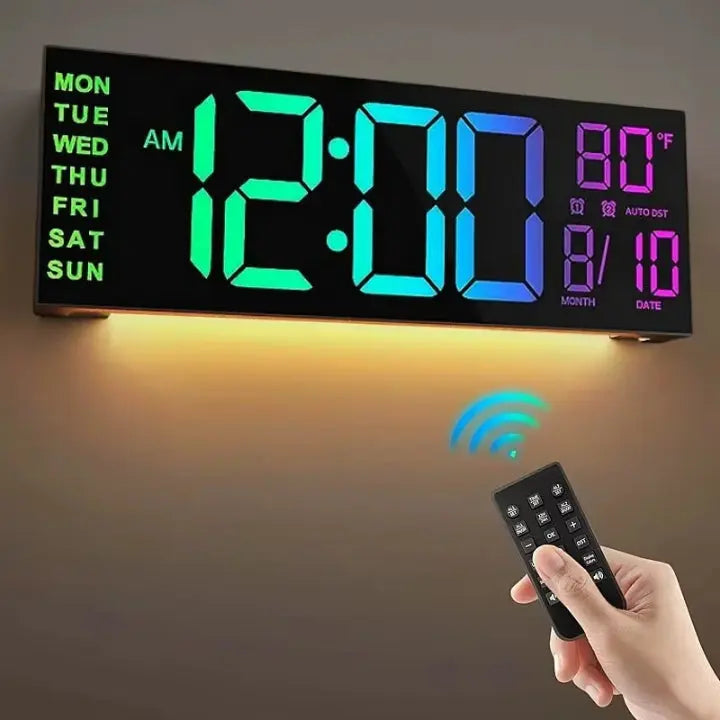Digital Wall Clock with RGB Display - Large Size