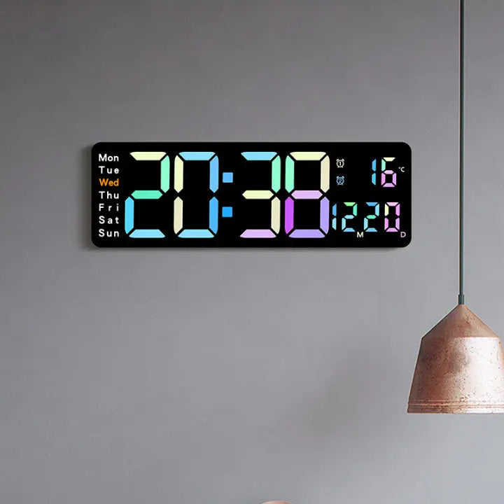 Digital Wall Clock with RGB Display - Large Size
