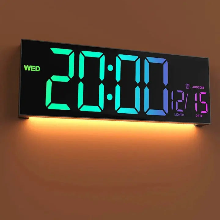Digital Wall Clock with RGB Display - Large Size