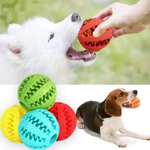 Dog Treat Toy - Rubber Snack Ball in 3 Sizes and 3 Colors