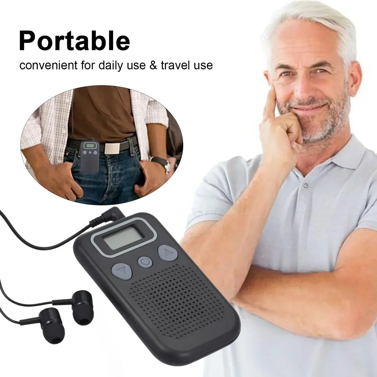 Rechargeable In-Ear Sound Amplifier for Hearing Support in Seniors