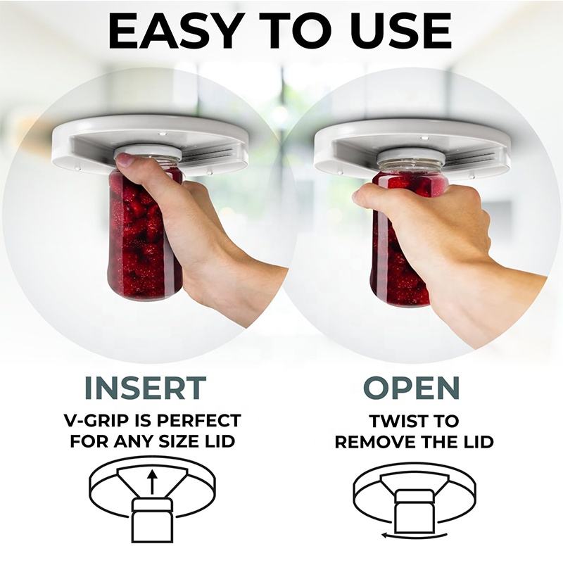 V-Shaped Grip Jar Opener for Cabinets with Installation Hardware