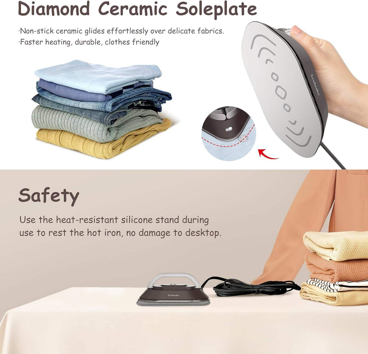 Compact Travel Iron – Quick Heating for Dry and Steam Pressing