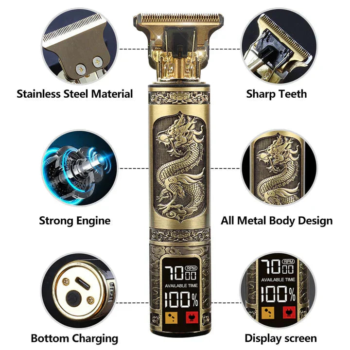 Digital Display Hair Clipper with Precision Blades for Professionals