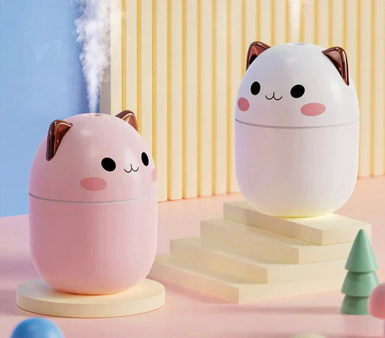 USB Cat Ear Humidifier with Color LED Night Light – Available in 3 Colors