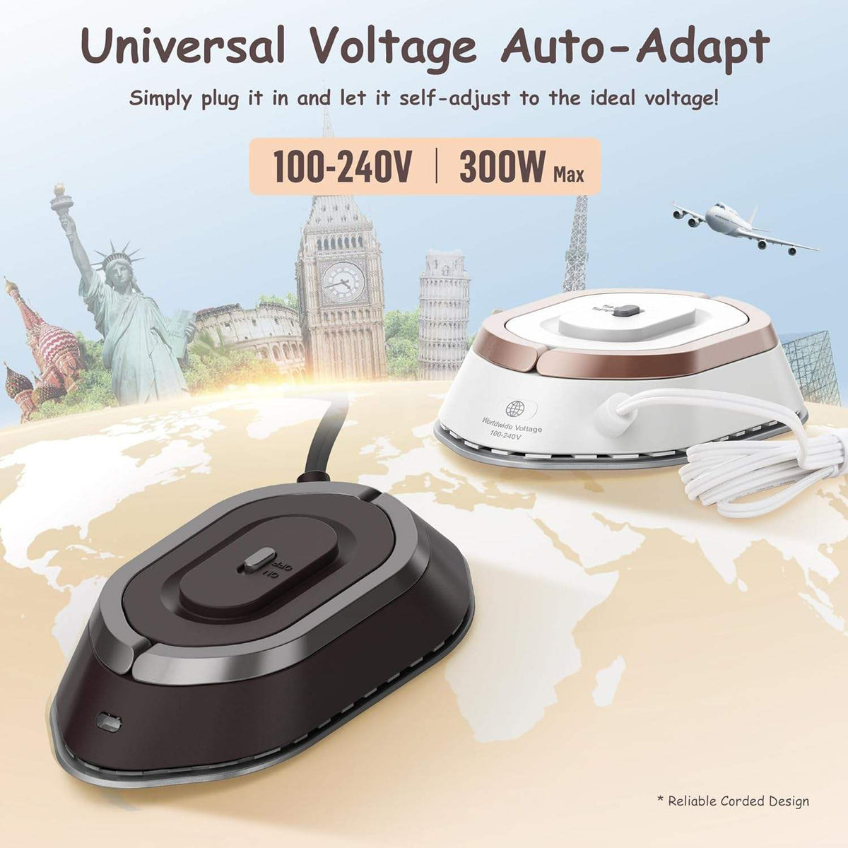 Compact Travel Iron – Quick Heating for Dry and Steam Pressing