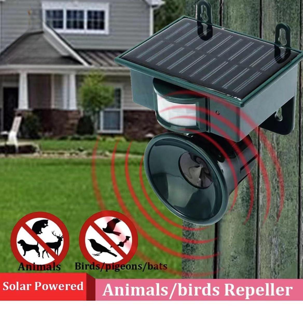Motion-Sensing Solar Bird Deterrent with Sound Repellent