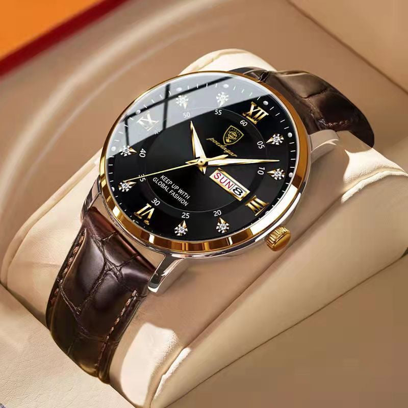 Waterproof Stainless Steel Watch for Men | Analog Timepiece with Luminous Display