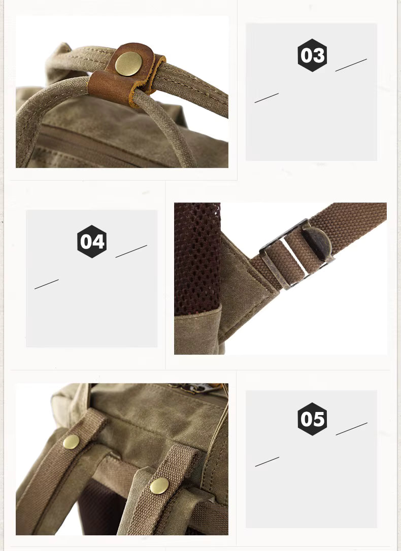 Water-Resistant Waxed Canvas Backpack for DSLR and 15-Inch Laptop