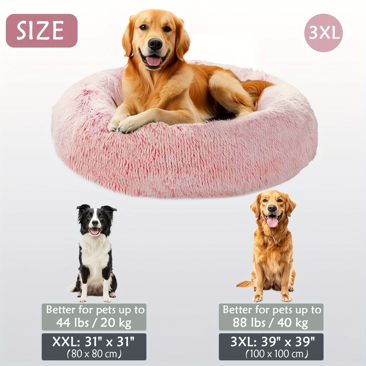 Extra Plush Faux Fur Pet Bed for Large Dogs and Cats - Calming Comfort