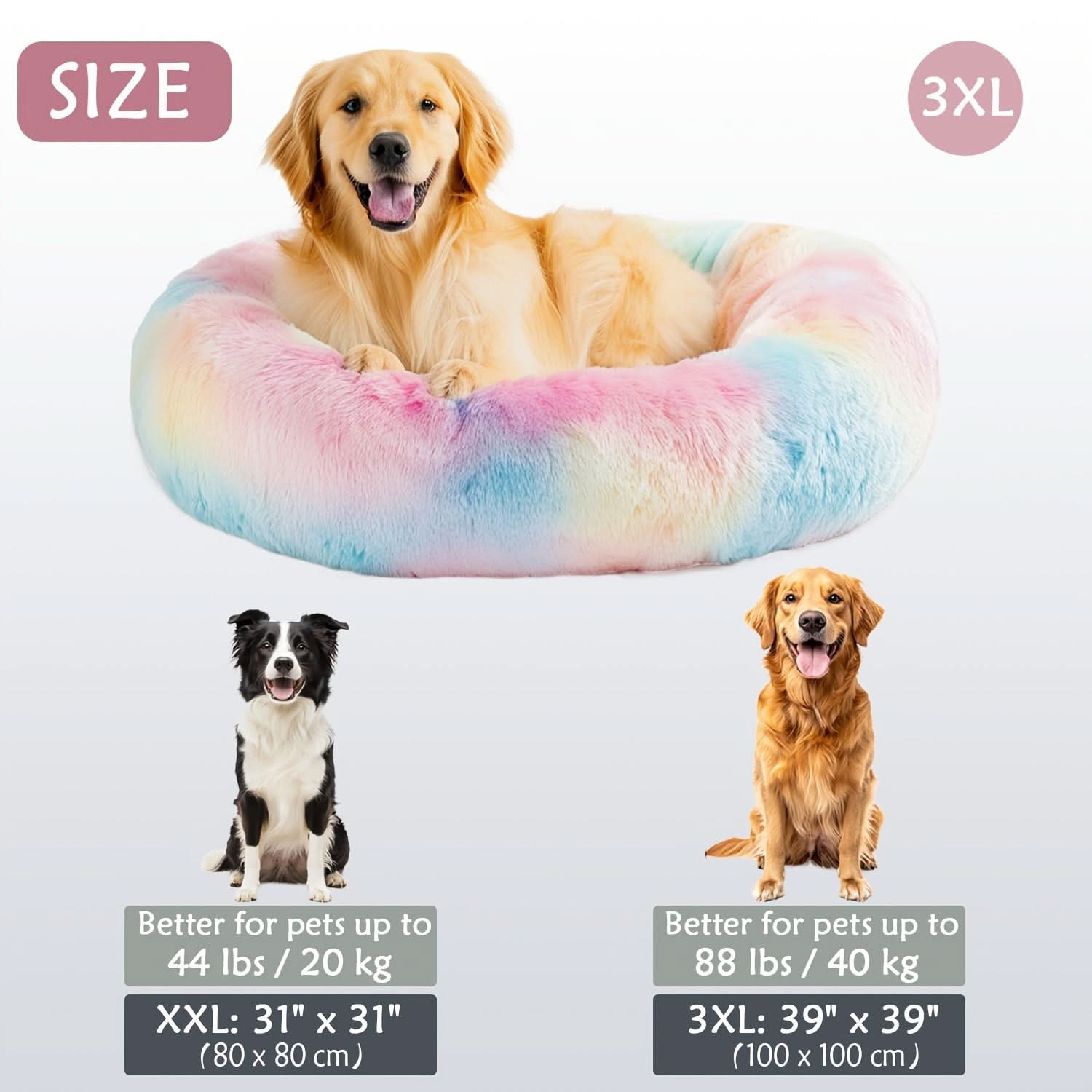 Extra Plush Faux Fur Pet Bed for Large Dogs and Cats - Calming Comfort