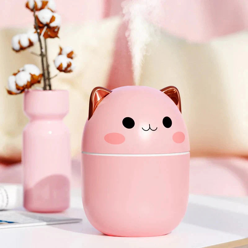 USB Cat Ear Humidifier with Color LED Night Light – Available in 3 Colors