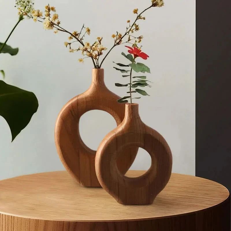 Elegant Wooden Vase – Handcrafted Home Decor Accent