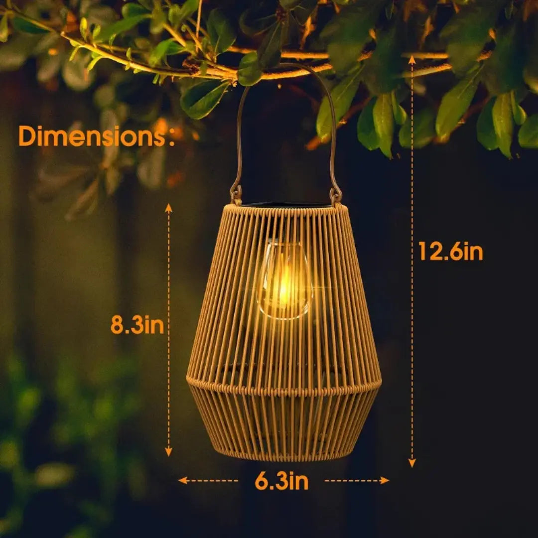 Waterproof LED Garden Lantern with Rattan Design – Solar Powered Light