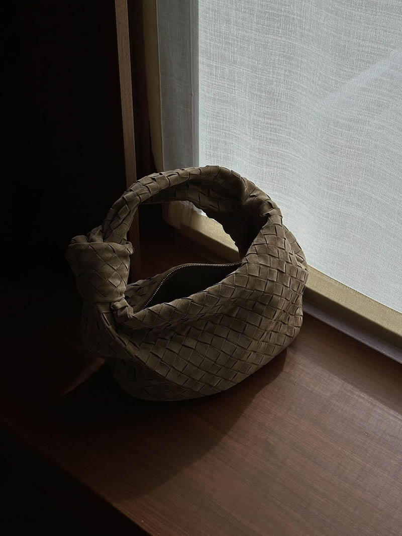 Vegan Suede-Style Handbag with Knot Design