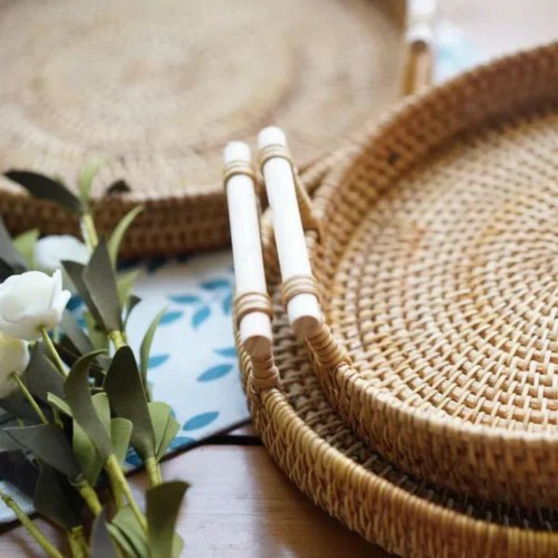 Elegant Woven Serving Tray with Easy Grip Handles