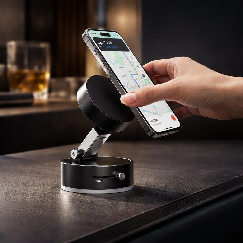 Car Phone Mount with Suction Cup | Magnetic Grip | Adjustable and Foldable