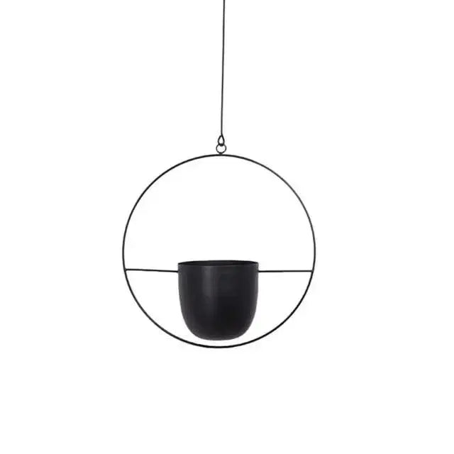 Oval or Round Frame Metal Hanging Planter with Chain