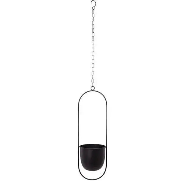 Oval or Round Frame Metal Hanging Planter with Chain
