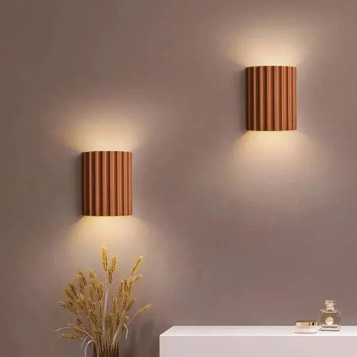 Modern Ribbed Shade Resin Wall Lamp – Contemporary Home Decor