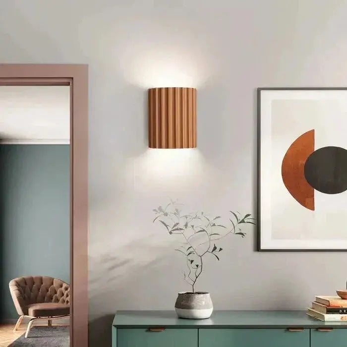 Modern Ribbed Shade Resin Wall Lamp – Contemporary Home Decor