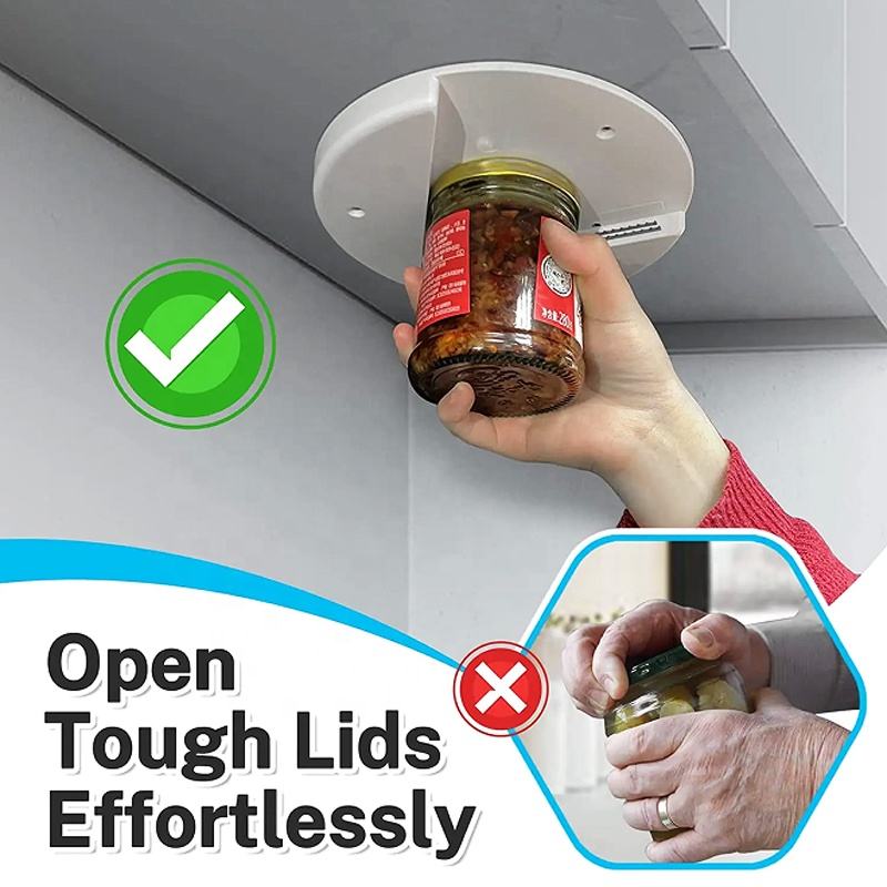 V-Shaped Grip Jar Opener for Cabinets with Installation Hardware