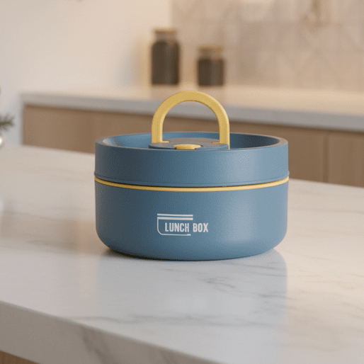Insulated Lunch Container with Double-Wall Construction for Hot Food