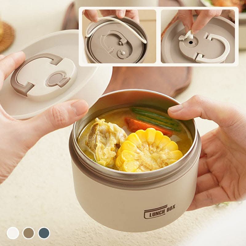 Insulated Lunch Container with Double-Wall Construction for Hot Food