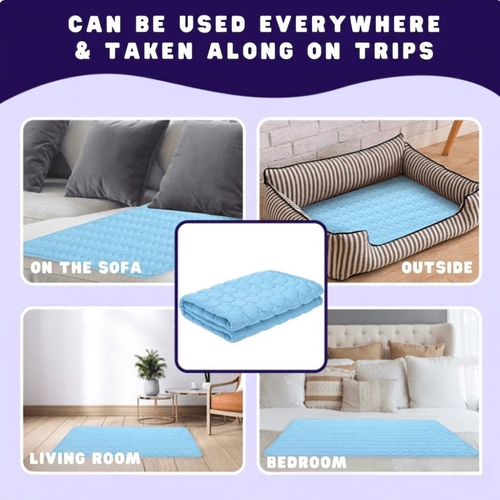 Cooling Pet Mat Made of Breathable Ice Silk, Washable Design