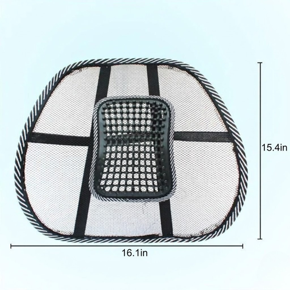 Back Support Cushion for Car with Breathable Mesh and Massage Beads
