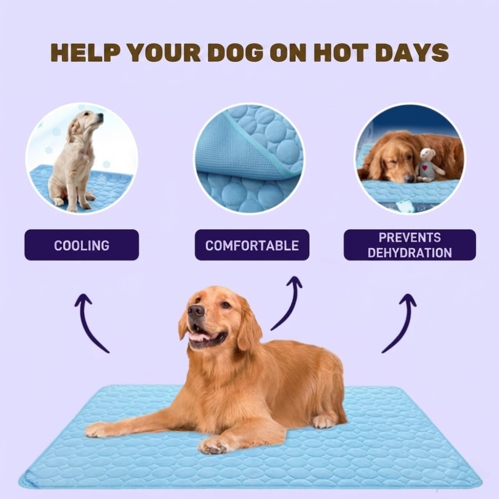 Cooling Pet Mat Made of Breathable Ice Silk, Washable Design