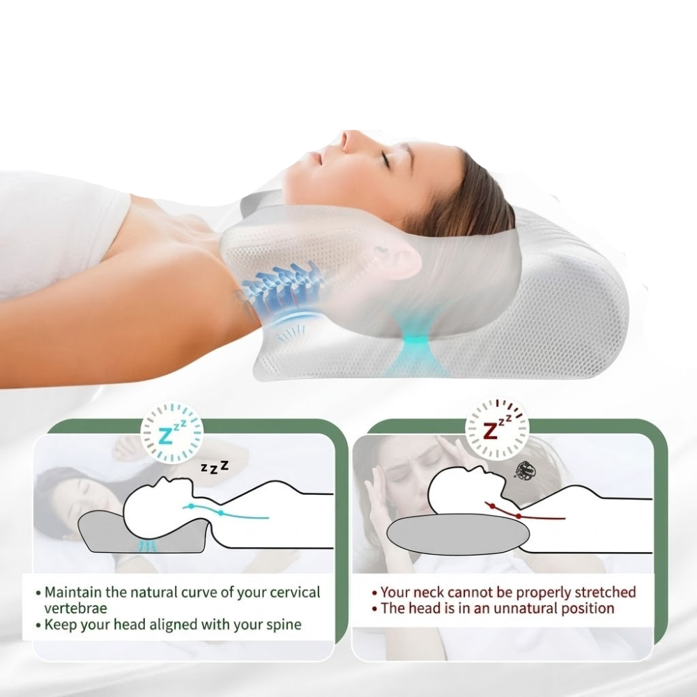 Contoured Neck Support Pillow for Comfortable Sleep – Ergonomic Design