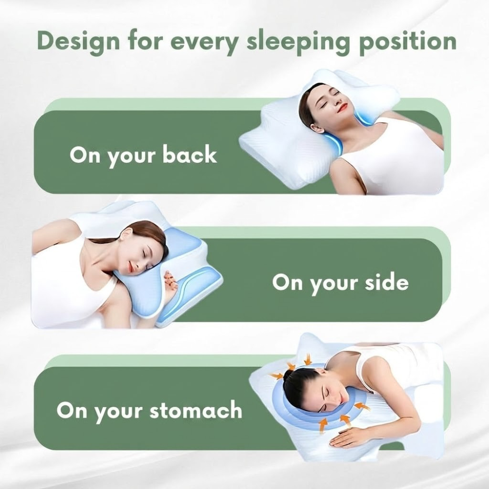 Contoured Support Pillow Made of Ergonomic Memory Foam