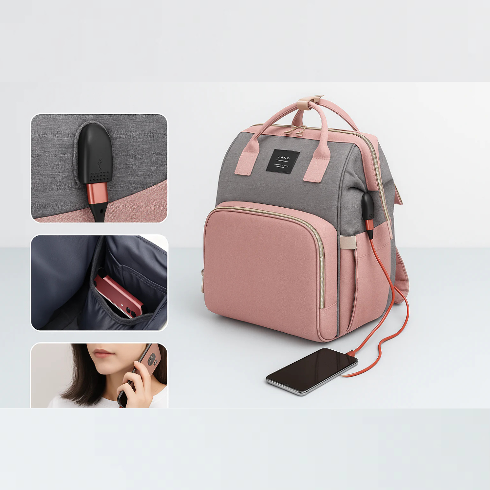 Diaper Bag for Babies with Collapsible Crib Feature