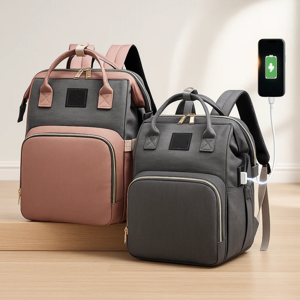 Diaper Bag for Babies with Collapsible Crib Feature