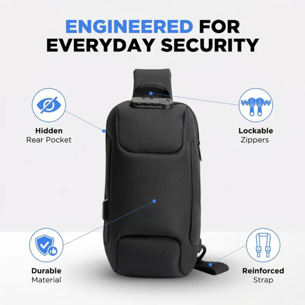 Travel Crossbody Bag featuring USB Charging and Zip Compartments