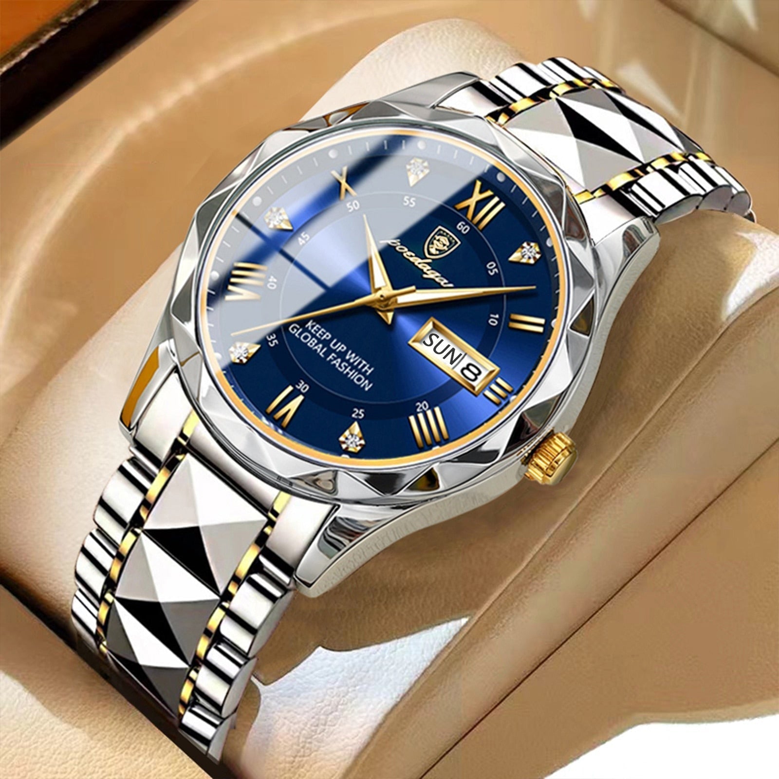 Men's Stainless Steel Watch with Quartz Movement | Luminous Hands | Date Display