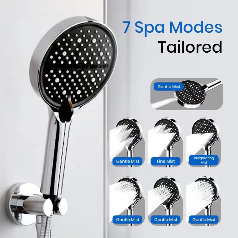 Handheld Showerhead with 7 Spray Modes – High Pressure