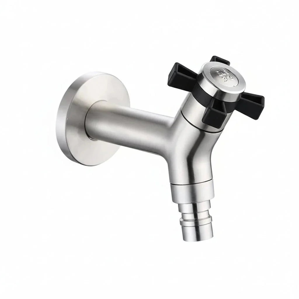 Wall-Mounted Faucet in Stainless Steel for Kitchen and Garden Use